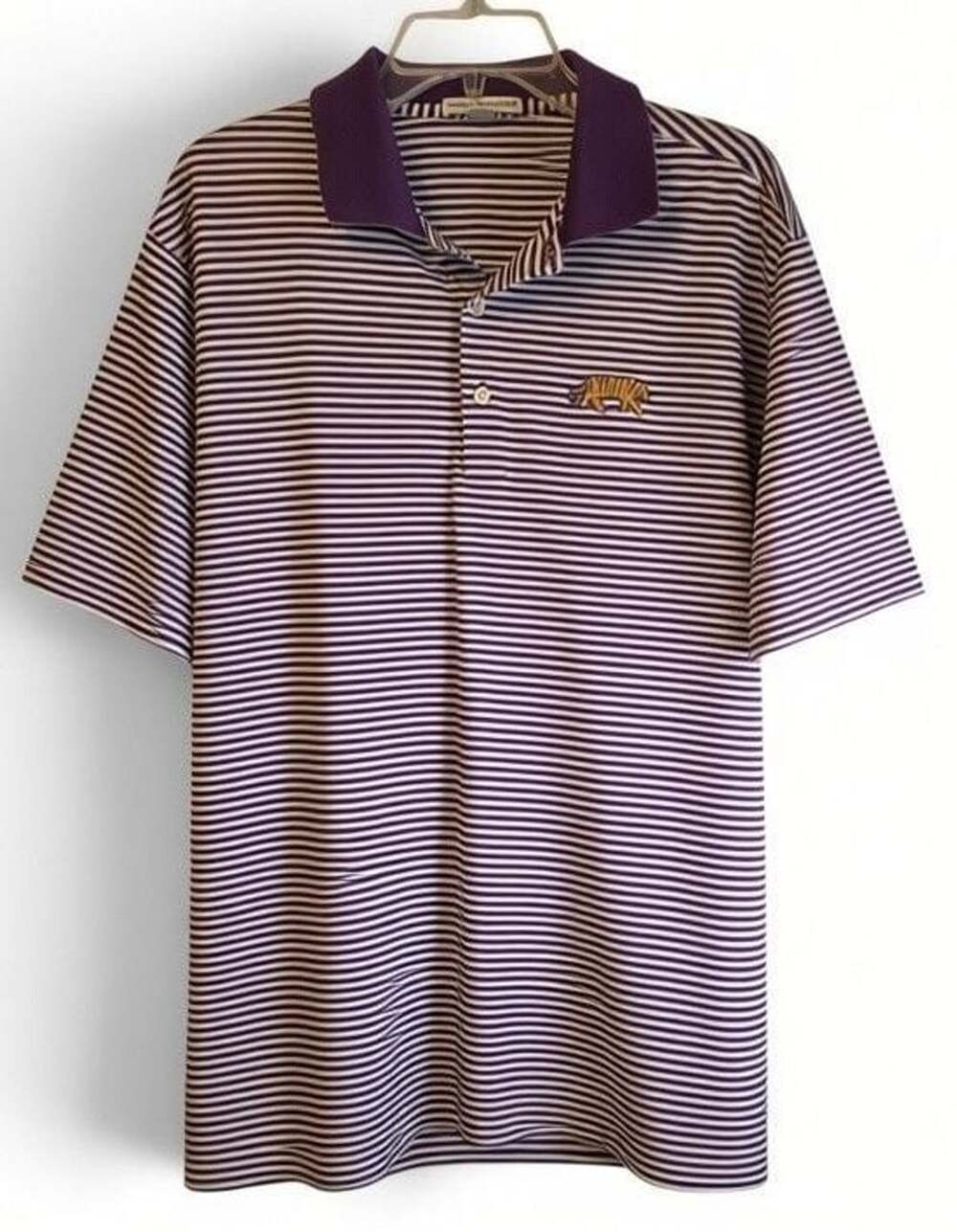 Peter Millar LSU Tigers Polo Size L Striped Golf